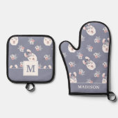 Muster für Llamas und Blume Ofenhandschuh & Topflappen-Set (Vorderseite)