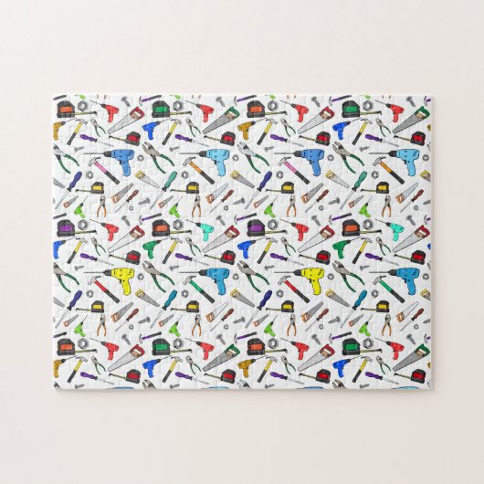 Muster für lustige Tools und Hardware-Illustration Puzzle (Horizontal)