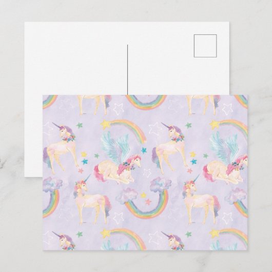 Muster für magische Einhörner Postkarte (Vorne/Hinten)
