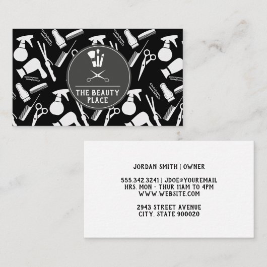 Muster für Makeup- und Haarwerkzeuge Visitenkarte (Vorne/Hinten)