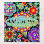 Muster für Mandalas und exotische Früchte Weinetikett (Einzelnes Label)