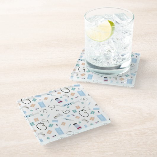 Muster für medizinische Versorgung Glasuntersetzer (Schrägansicht)