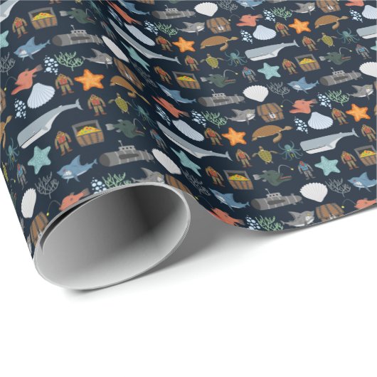 Muster für Meeresbewohner Geschenkpapier (Rolleneckpunkt)