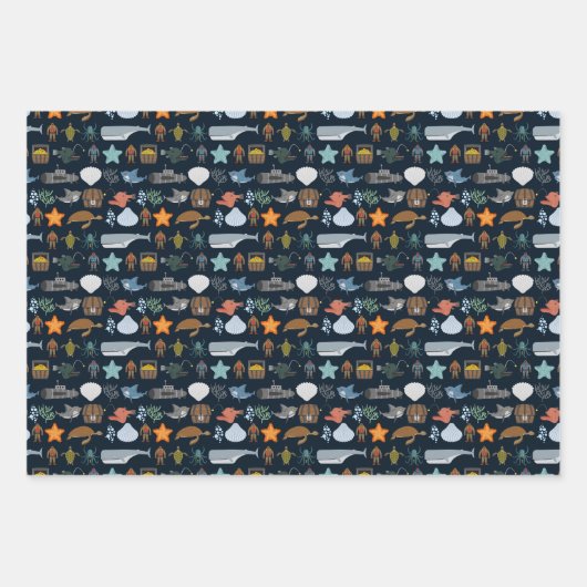 Muster für Meeresbewohner Geschenkpapier Set (Vorderseite 3)