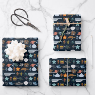 Muster für Meeresbewohner Geschenkpapier Set