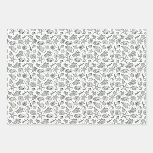 Muster für Meeresbewohner Geschenkpapier Set (Vorderseite 3)