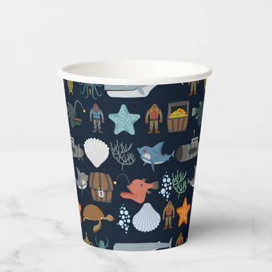 Muster für Meeresbewohner Pappbecher (Vorderseite)