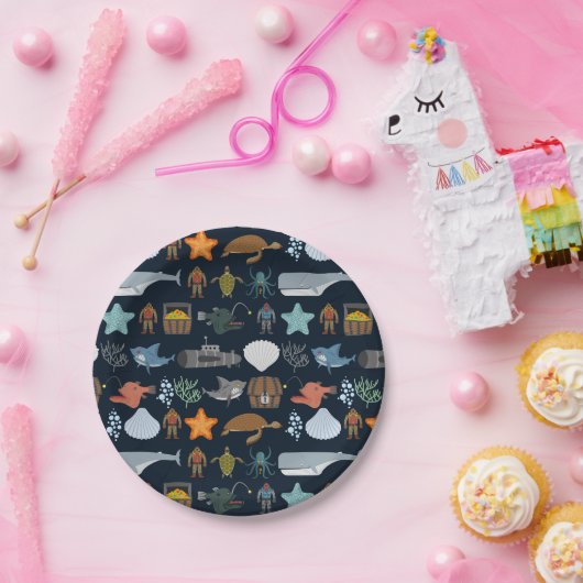 Muster für Meeresbewohner Pappteller (Party)