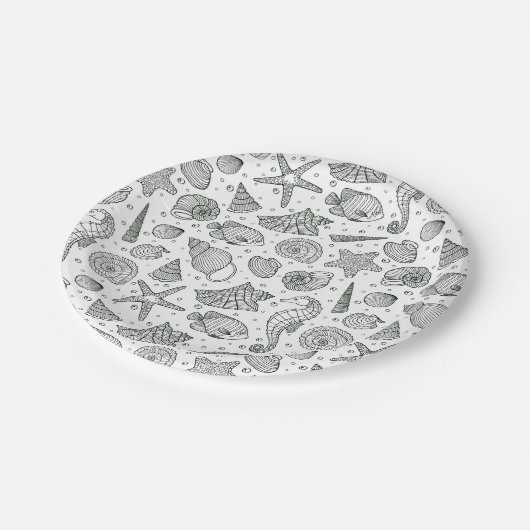 Muster für Meeresbewohner Pappteller (Schrägansicht)
