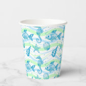 Muster für Meeresskizzen Pappbecher (Rückseite)