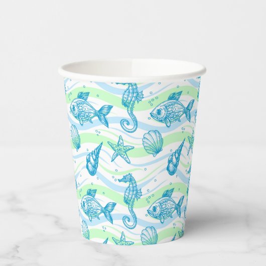 Muster für Meeresskizzen Pappbecher (Links)