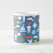 Muster für Meeressymbole Jumbo-Tasse (Vorderseite)