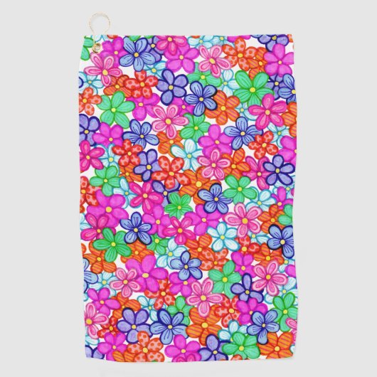 Muster für mehrfarbige Blume Golfhandtuch (Vorderseite)