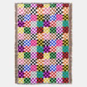 Muster für mehrfarbige Patchwork-Karo Decke (Vorderseite Vertikal)