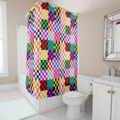 Muster für mehrfarbige Patchwork-Karo Duschvorhang (Beispiel)