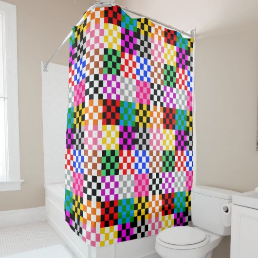 Muster für mehrfarbige Patchwork-Karo Duschvorhang