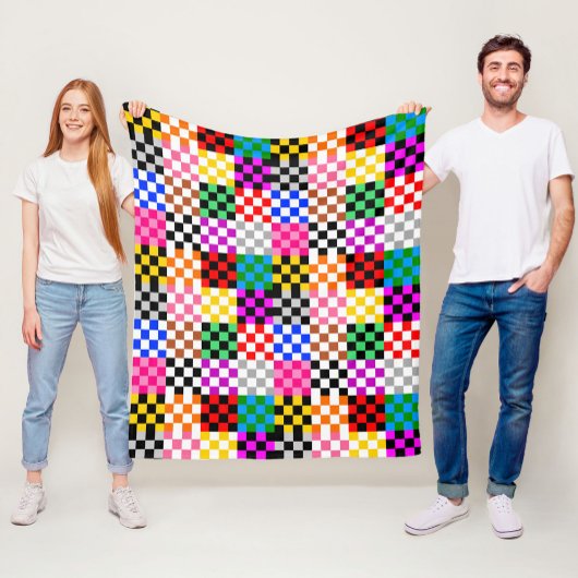 Muster für mehrfarbige Patchwork-Karo Fleecedecke