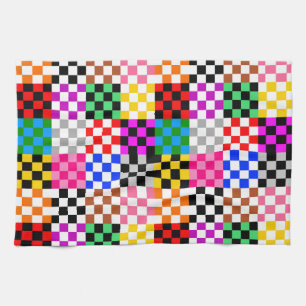 Muster für mehrfarbige Patchwork-Karo Geschirrtuch