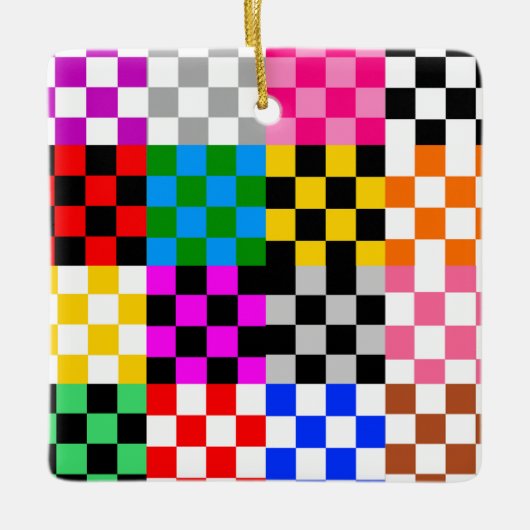 Muster für mehrfarbige Patchwork-Karo Keramikornament (Vorderseite)