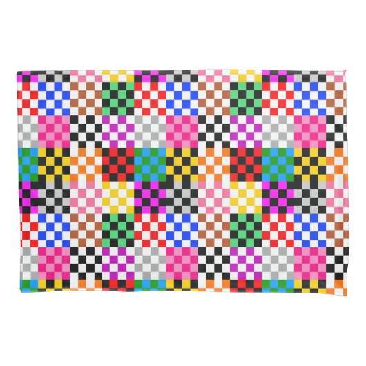 Muster für mehrfarbige Patchwork-Karo Kissenbezug (Vorderseite)