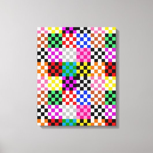 Muster für mehrfarbige Patchwork-Karo Leinwanddruck (Vorderseite)