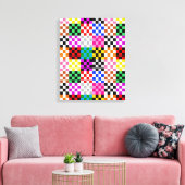 Muster für mehrfarbige Patchwork-Karo Leinwanddruck (Insitu (Wohnzimmer))