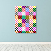 Muster für mehrfarbige Patchwork-Karo Leinwanddruck (Insitu (Holzboden))
