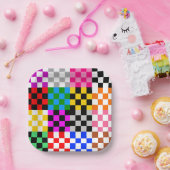 Muster für mehrfarbige Patchwork-Karo Pappteller (Party)
