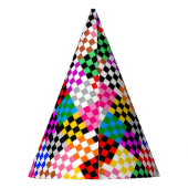 Muster für mehrfarbige Patchwork-Karo Partyhütchen (Rückseite)