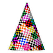 Muster für mehrfarbige Patchwork-Karo Partyhütchen (Links)