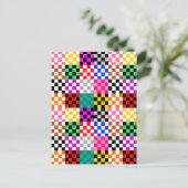 Muster für mehrfarbige Patchwork-Karo Postkarte (Stehend Vorderseite)