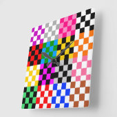 Muster für mehrfarbige Patchwork-Karo Quadratische Wanduhr (Winkel)