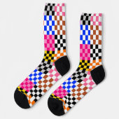 Muster für mehrfarbige Patchwork-Karo Socken (Linkes Detail)