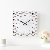 Muster für mehrfarbige Pferde Quadratische Wanduhr (Zuhause)