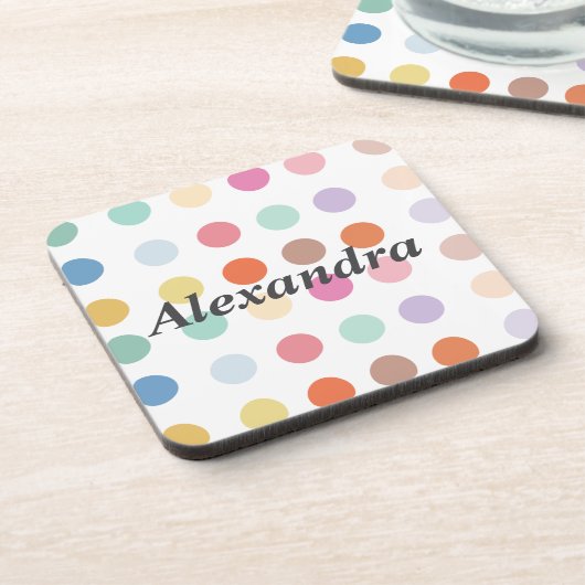 Muster für mehrfarbige Punkte Getränkeuntersetzer (Linke Seite)