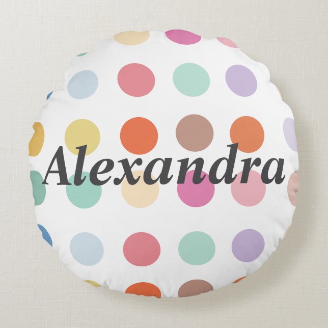 Muster für mehrfarbige Punkte Rundes Kissen (Vorderseite)
