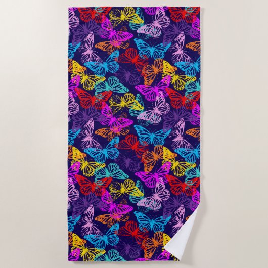 Muster für mehrfarbige Schmetterlinge Strandtuch (Vorderseite)