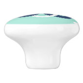 Muster für Minze und dunkelblaue Interwoven-Blume Keramikknauf (Seitenansicht)