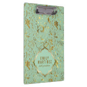 Muster für Minzgrün und goldfarbene Stoffe Klemmbrett (Rechts)