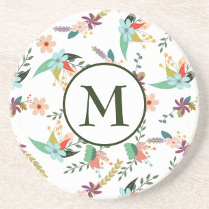 Muster für mit Monogramm Blume Getränkeuntersetzer