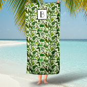 Muster für mit Monogramm botanische grüne Blätter Strandtuch