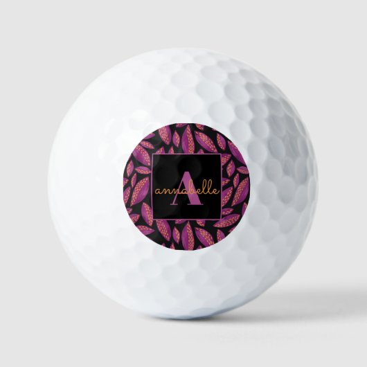 Muster für mit Monogramm Lila Herbstlaube Golfball (Vorderseite)