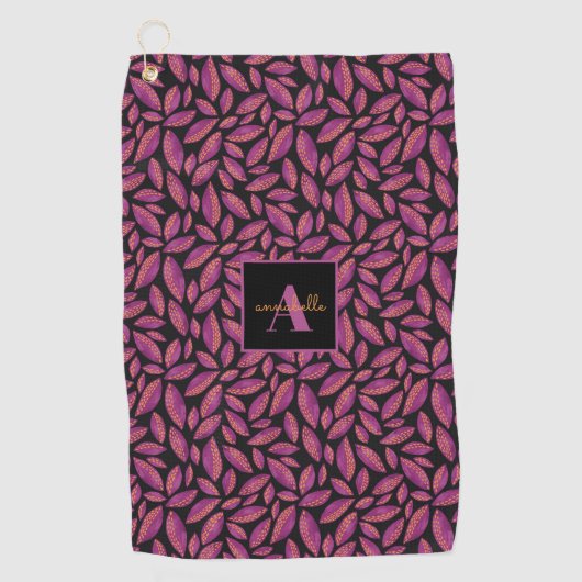 Muster für mit Monogramm Lila Herbstlaube Golfhandtuch (Vorderseite)