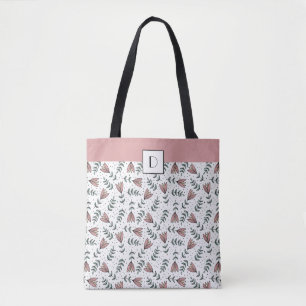 Muster für mit Monogramm Niedliche Rosa Blume Tasche