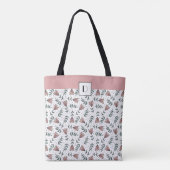 Muster für mit Monogramm Niedliche Rosa Blume Tasche (Rückseite)