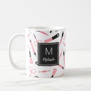 Muster für mit Monogramm Niedliche rosa Maniküre Kaffeetasse