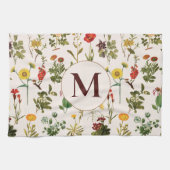 Muster für mit Monogramm Vintage Wildblume Geschirrtuch (Horizontal)