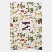 Muster für mit Monogramm Vintage Wildblume Geschirrtuch (Vertikal)