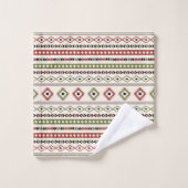 Muster für Mixed-Motive aus rostgrünem Schwarz Badhandtuch Set (Waschlappen)