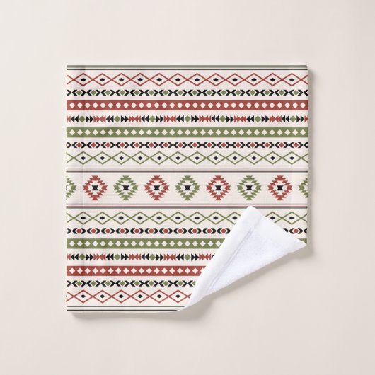 Muster für Mixed-Motive aus rostgrünem Schwarz Badhandtuch Set (Waschlappen)